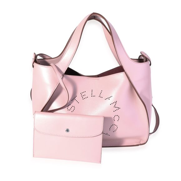 Stella McCartney Mauve Vegan Leather Perforated Logo Tote - Picture 1 of 8